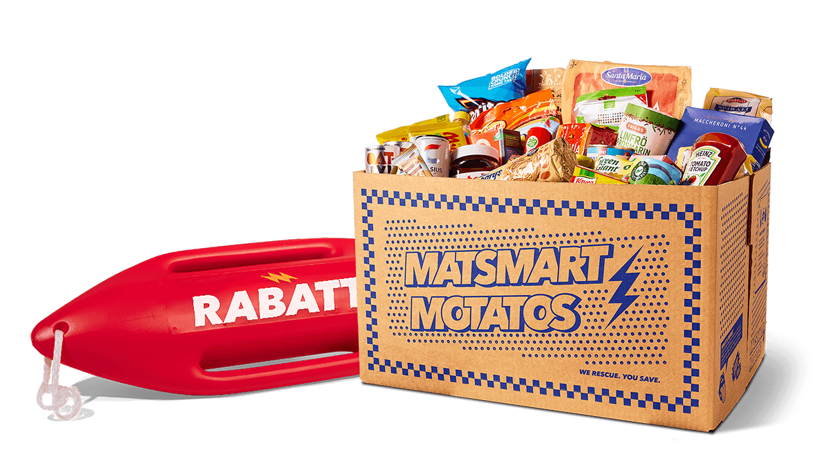 En låda med våra produkter.